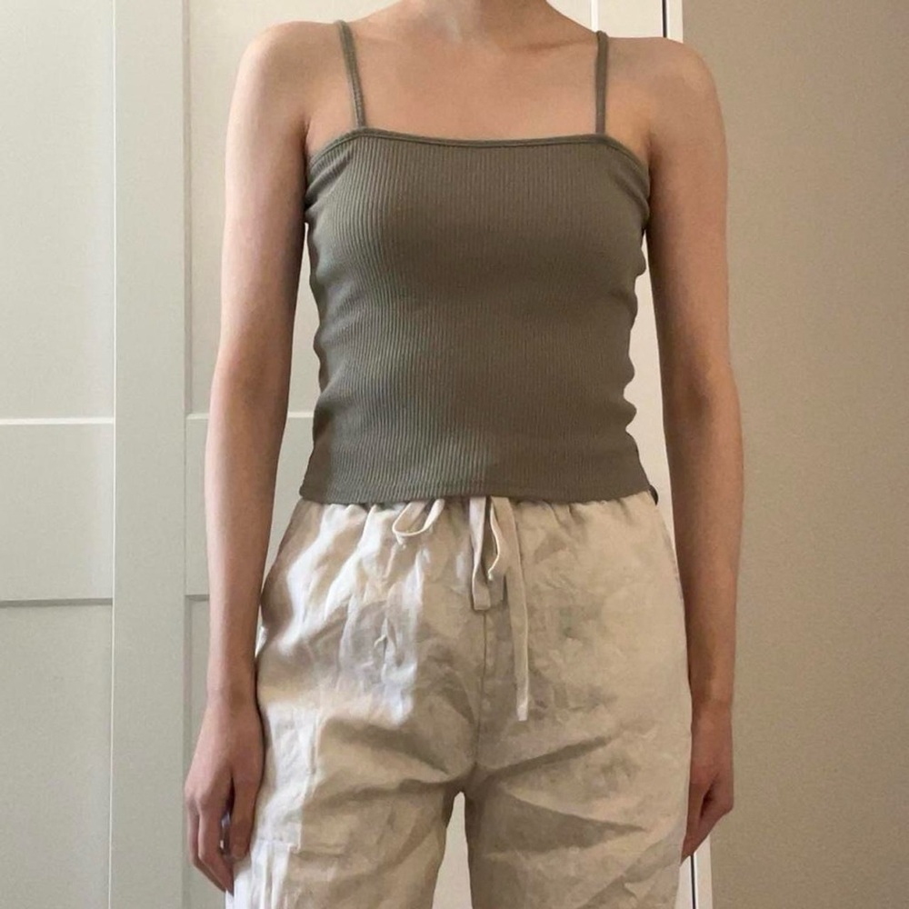 Stylenanda olive/khaki ribbed solid tone camisole